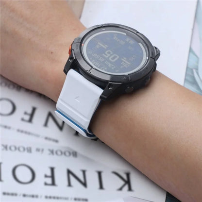 For Garmin Fenix 5 / 5X / 6X / 7X Watch Strap 22mm Dual Color Silicone Smart Watch Band