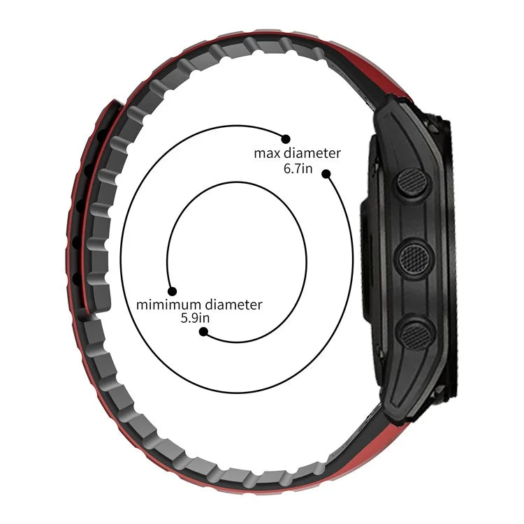 For Garmin Fenix 5 / 5X / 6X / 7X Watch Strap 22mm Dual Color Silicone Smart Watch Band