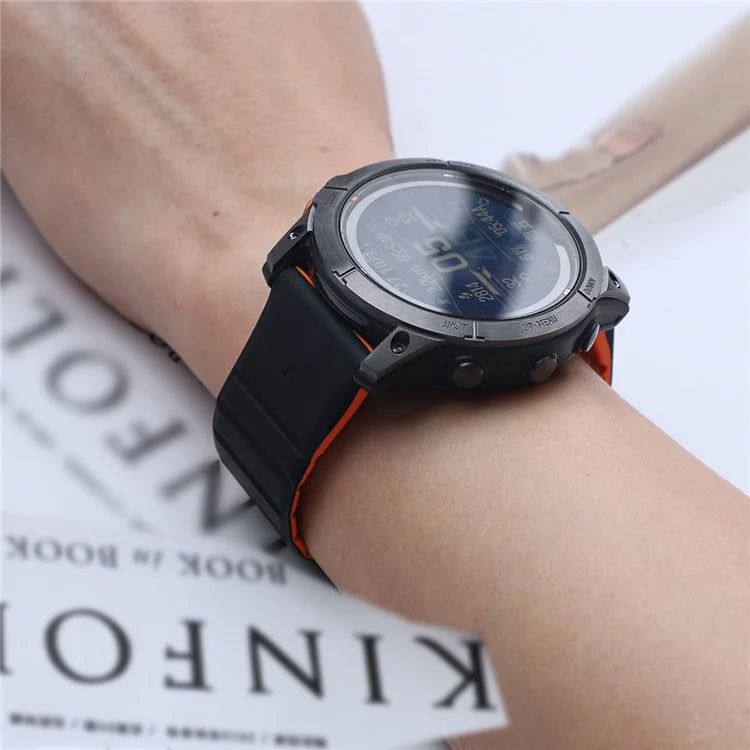 For Garmin Fenix 5 / 5X / 6X / 7X Replacement Strap 26mm Dual Color Silicone Smart Watchband