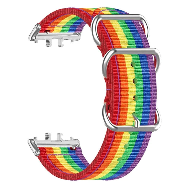 For Samsung Galaxy Fit3 SM-R390 Nylon Watch Strap Three Rings Replacement Wrist Band