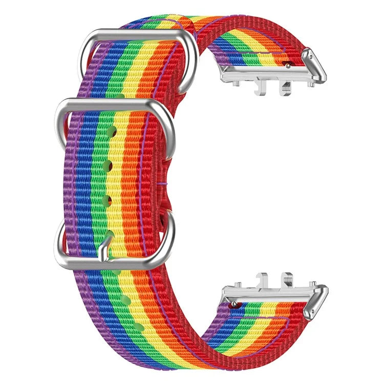 For Samsung Galaxy Fit3 SM-R390 Nylon Watch Strap Three Rings Replacement Wrist Band