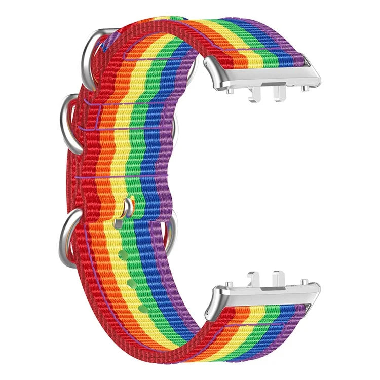For Samsung Galaxy Fit3 SM-R390 Nylon Watch Strap Three Rings Replacement Wrist Band