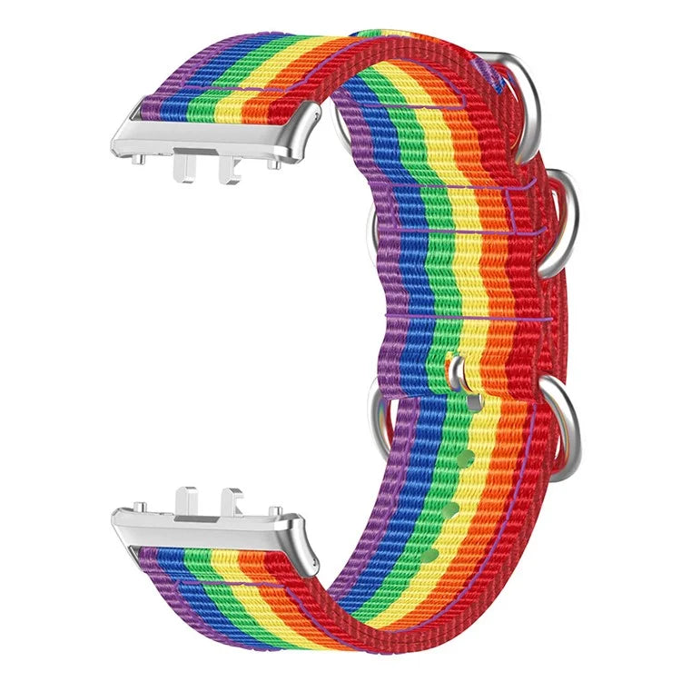 For Samsung Galaxy Fit3 SM-R390 Nylon Watch Strap Three Rings Replacement Wrist Band