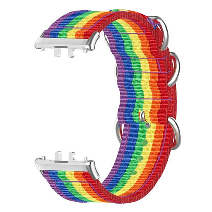 For Samsung Galaxy Fit3 SM-R390 Nylon Watch Strap Three Rings Replacement Wrist Band