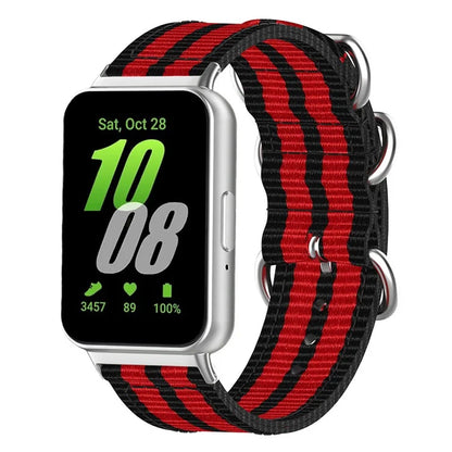 For Samsung Galaxy Fit3 SM-R390 Nylon Watch Strap Three Rings Replacement Wrist Band