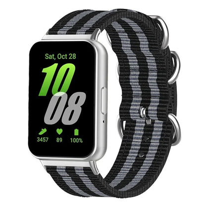 For Samsung Galaxy Fit3 SM-R390 Nylon Watch Strap Three Rings Replacement Wrist Band