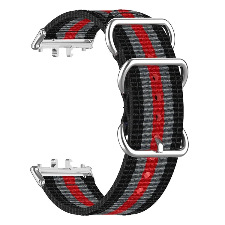 For Samsung Galaxy Fit3 SM-R390 Nylon Watch Strap Three Rings Replacement Wrist Band