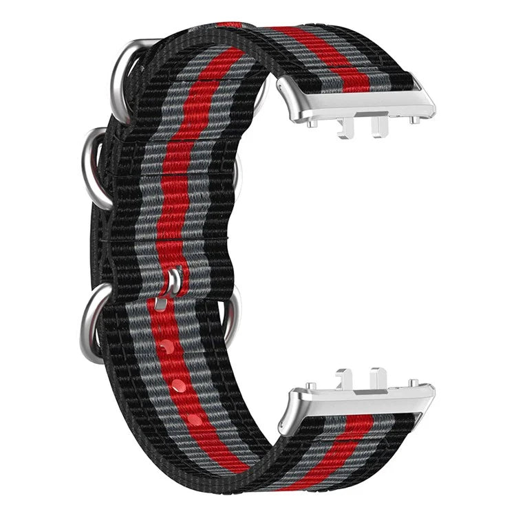 For Samsung Galaxy Fit3 SM-R390 Nylon Watch Strap Three Rings Replacement Wrist Band