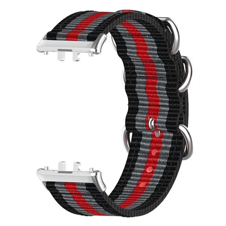 For Samsung Galaxy Fit3 SM-R390 Nylon Watch Strap Three Rings Replacement Wrist Band