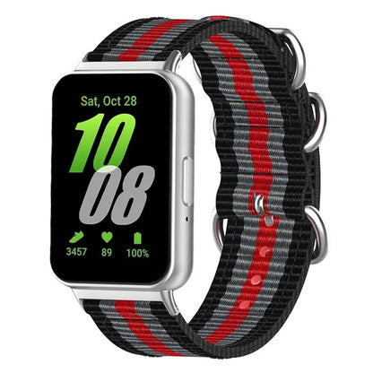 For Samsung Galaxy Fit3 SM-R390 Nylon Watch Strap Three Rings Replacement Wrist Band