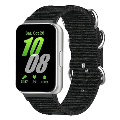 For Samsung Galaxy Fit3 SM-R390 Nylon Watch Strap Three Rings Replacement Wrist Band
