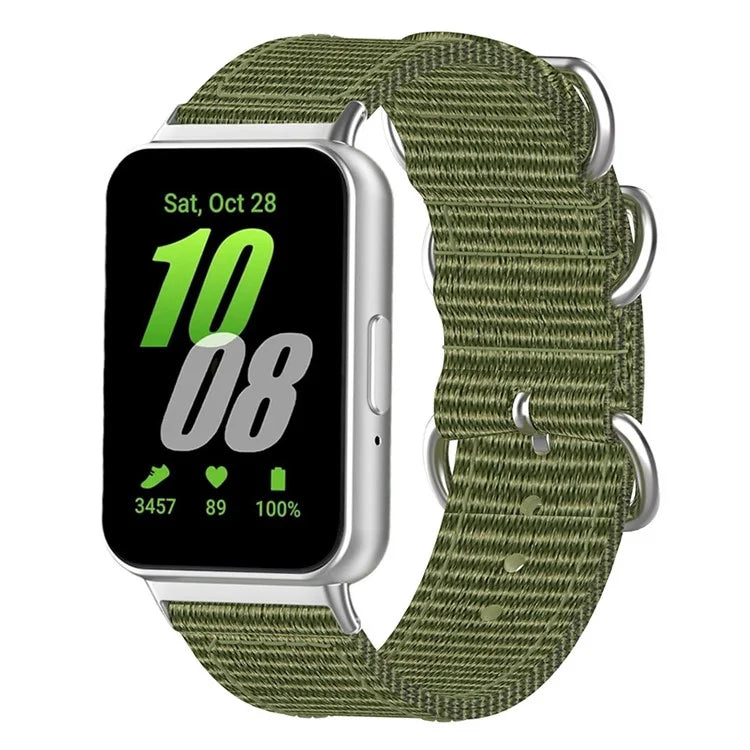 For Samsung Galaxy Fit3 SM-R390 Nylon Watch Strap Three Rings Replacement Wrist Band