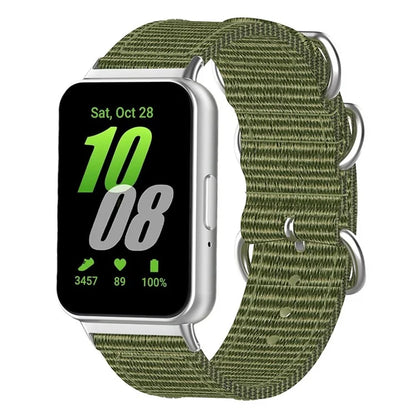 For Samsung Galaxy Fit3 SM-R390 Nylon Watch Strap Three Rings Replacement Wrist Band