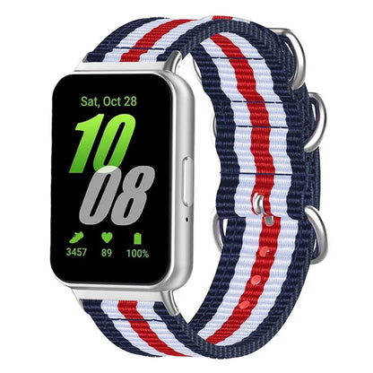 For Samsung Galaxy Fit3 SM-R390 Nylon Watch Strap Three Rings Replacement Wrist Band