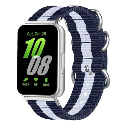 For Samsung Galaxy Fit3 SM-R390 Nylon Watch Strap Three Rings Replacement Wrist Band