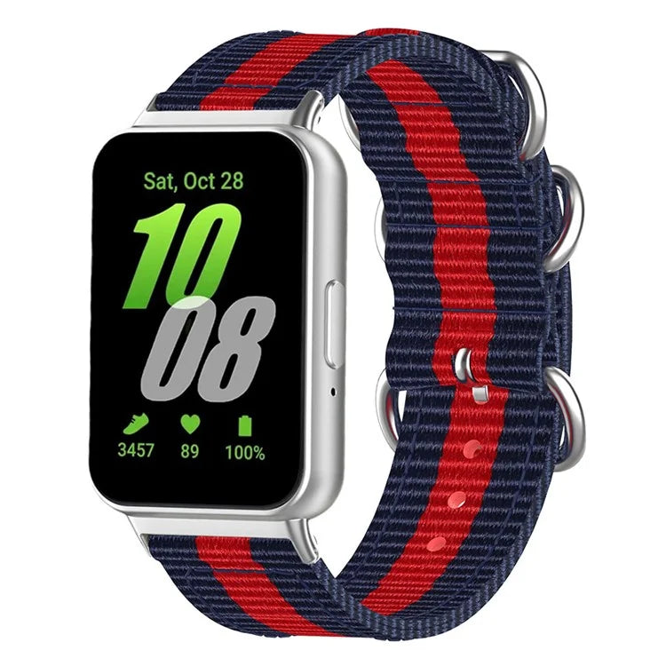 For Samsung Galaxy Fit3 SM-R390 Nylon Watch Strap Three Rings Replacement Wrist Band