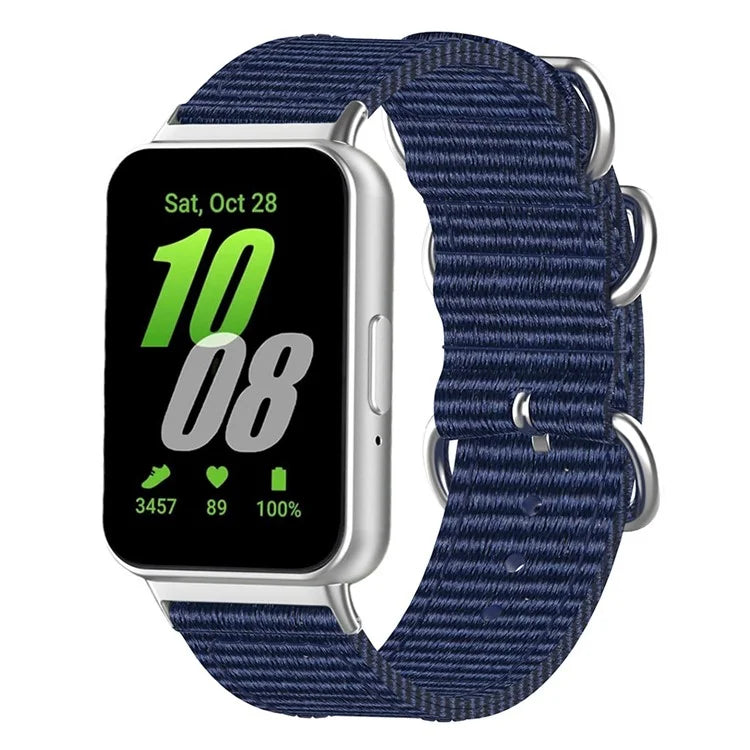 For Samsung Galaxy Fit3 SM-R390 Nylon Watch Strap Three Rings Replacement Wrist Band