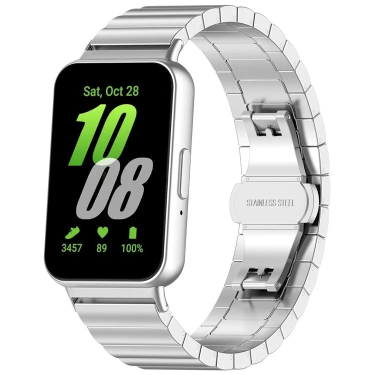 For Samsung Galaxy Fit3 SM-R390 Stainless Steel Strap Butterfly Buckle Replacement Band