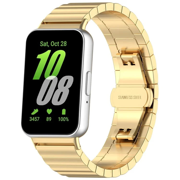 For Samsung Galaxy Fit3 SM-R390 Stainless Steel Strap Butterfly Buckle Replacement Band