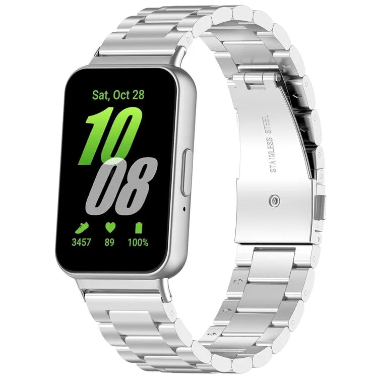 For Samsung Galaxy Fit3 SM-R390 Replacement Strap Classic 3-Bead Stainless Steel Watch Band