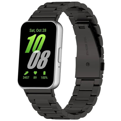 For Samsung Galaxy Fit3 SM-R390 Replacement Strap Classic 3-Bead Stainless Steel Watch Band