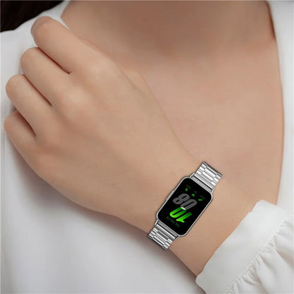 For Samsung Galaxy Fit3 SM-R390 Replacement Strap Classic 3-Bead Stainless Steel Watch Band