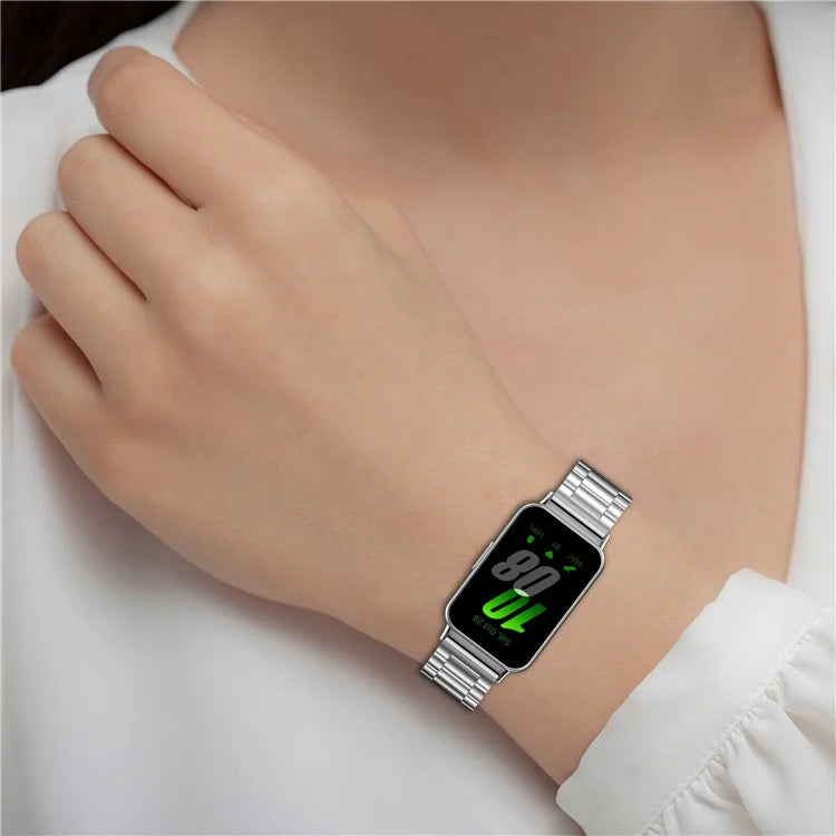 For Samsung Galaxy Fit3 SM-R390 Replacement Strap Classic 3-Bead Stainless Steel Watch Band