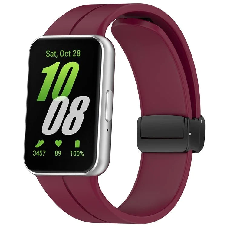 For Samsung Galaxy Fit3 Silicone Watch Band Folding Buckle Sport Replacement Straps