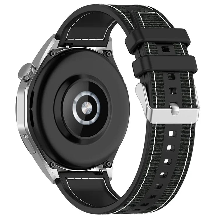 For Samsung Galaxy Watch3 45mm / Huawei Watch GT 4 46mm Watch Strap 22mm Silicone+Nylon Wrist Band