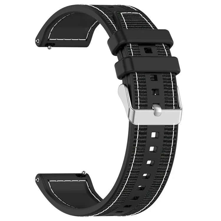 For Samsung Galaxy Watch3 45mm / Huawei Watch GT 4 46mm Watch Strap 22mm Silicone+Nylon Wrist Band