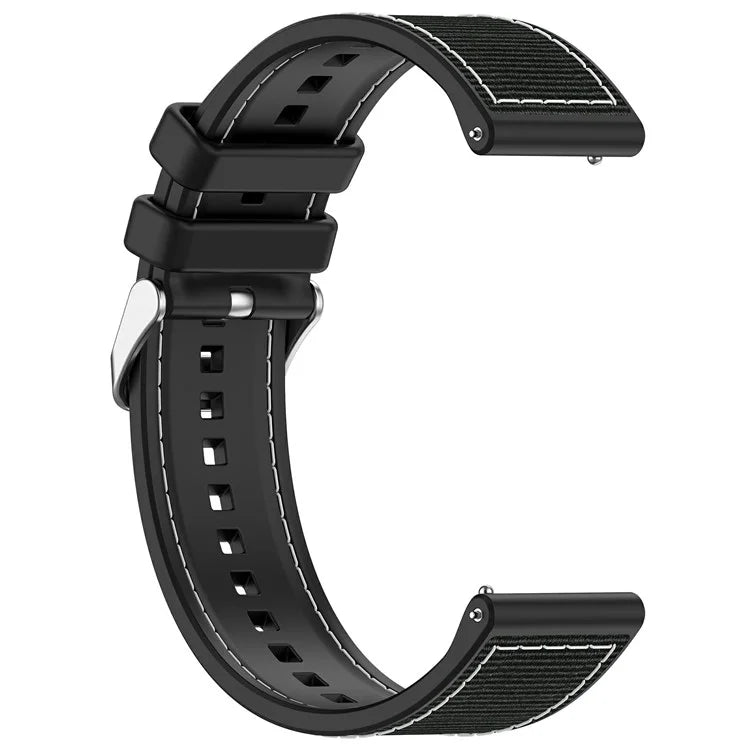 For Samsung Galaxy Watch3 45mm / Huawei Watch GT 4 46mm Watch Strap 22mm Silicone+Nylon Wrist Band