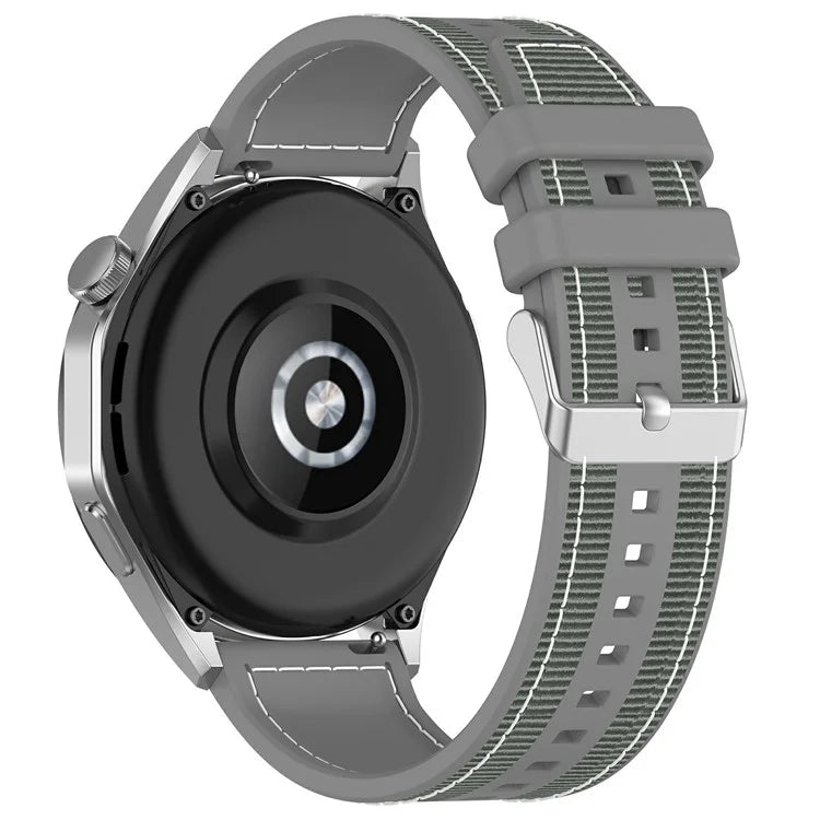 For Samsung Galaxy Watch3 45mm / Huawei Watch GT 4 46mm Watch Strap 22mm Silicone+Nylon Wrist Band