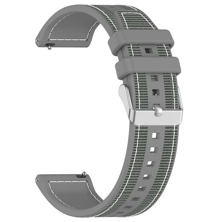For Samsung Galaxy Watch3 45mm / Huawei Watch GT 4 46mm Watch Strap 22mm Silicone+Nylon Wrist Band