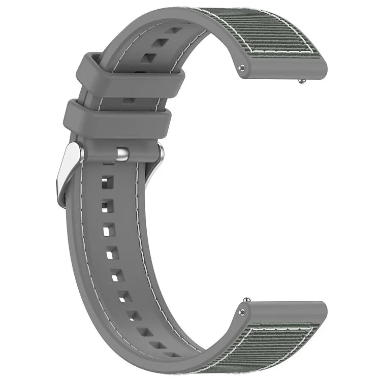 For Samsung Galaxy Watch3 45mm / Huawei Watch GT 4 46mm Watch Strap 22mm Silicone+Nylon Wrist Band
