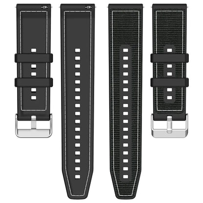 For Samsung Galaxy Watch3 45mm / Huawei Watch GT 4 46mm Watch Strap 22mm Silicone+Nylon Wrist Band