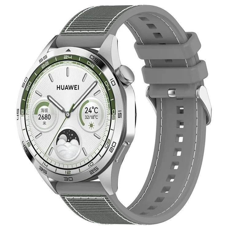 For Samsung Galaxy Watch3 45mm / Huawei Watch GT 4 46mm Watch Strap 22mm Silicone+Nylon Wrist Band