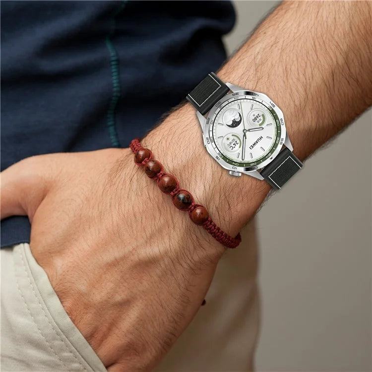 For Samsung Galaxy Watch3 45mm / Huawei Watch GT 4 46mm Watch Strap 22mm Silicone+Nylon Wrist Band