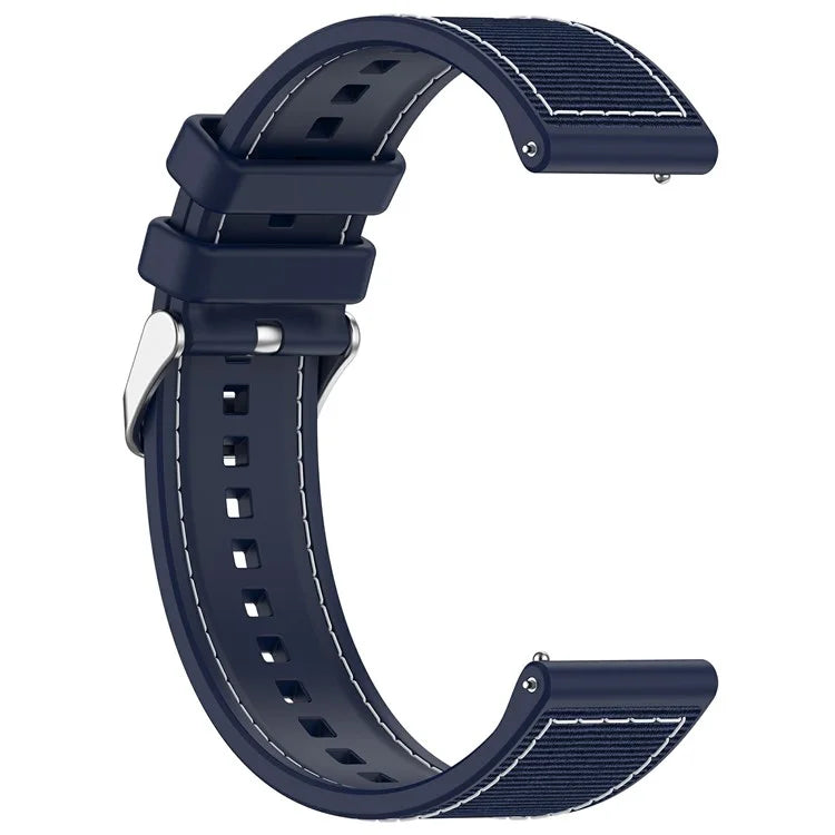 For Samsung Galaxy Watch3 45mm / Huawei Watch GT 4 46mm Watch Strap 22mm Silicone+Nylon Wrist Band