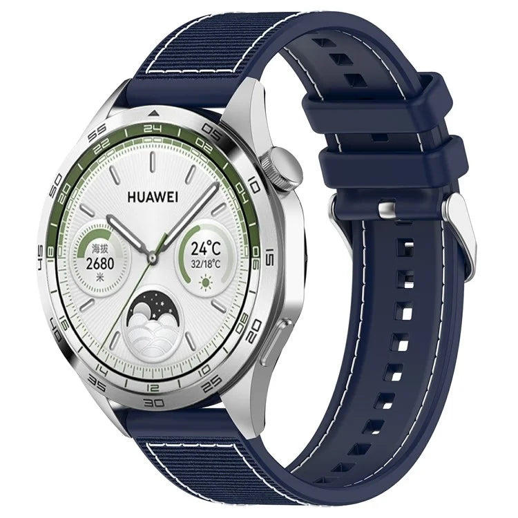 For Samsung Galaxy Watch3 45mm / Huawei Watch GT 4 46mm Watch Strap 22mm Silicone+Nylon Wrist Band