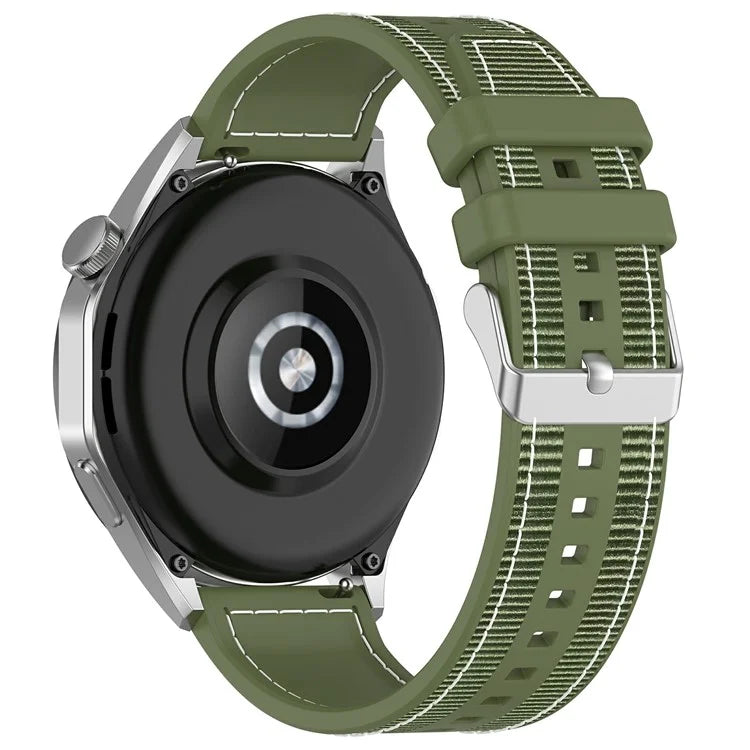 For Samsung Galaxy Watch3 45mm / Huawei Watch GT 4 46mm Watch Strap 22mm Silicone+Nylon Wrist Band