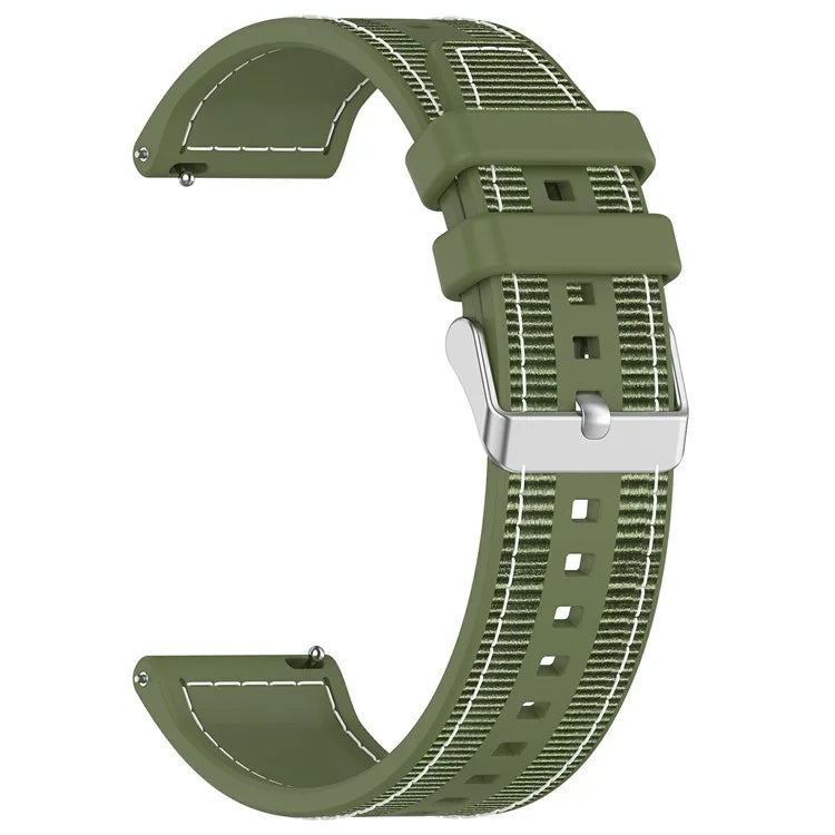 For Samsung Galaxy Watch3 45mm / Huawei Watch GT 4 46mm Watch Strap 22mm Silicone+Nylon Wrist Band