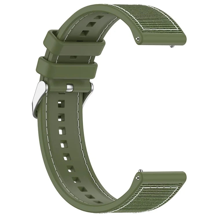 For Samsung Galaxy Watch3 45mm / Huawei Watch GT 4 46mm Watch Strap 22mm Silicone+Nylon Wrist Band