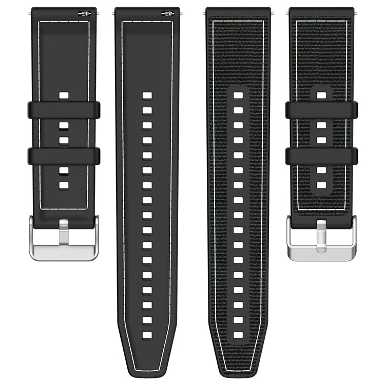 For Samsung Galaxy Watch3 45mm / Huawei Watch GT 4 46mm Watch Strap 22mm Silicone+Nylon Wrist Band