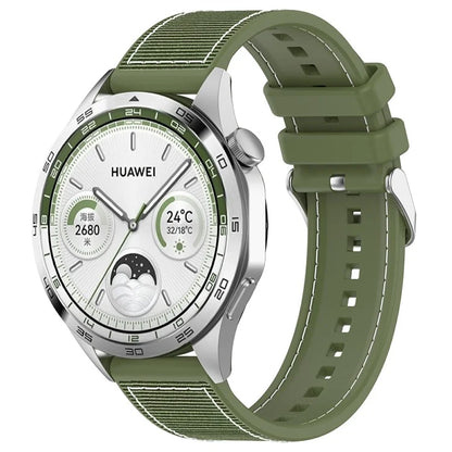 For Samsung Galaxy Watch3 45mm / Huawei Watch GT 4 46mm Watch Strap 22mm Silicone+Nylon Wrist Band