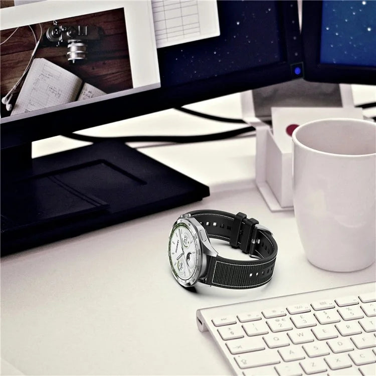 For Samsung Galaxy Watch3 45mm / Huawei Watch GT 4 46mm Watch Strap 22mm Silicone+Nylon Wrist Band