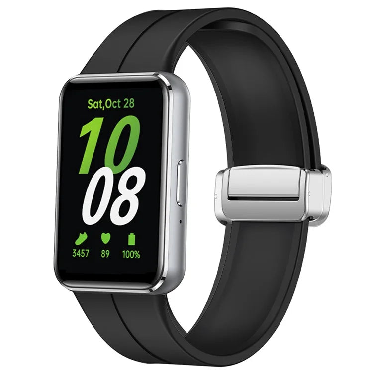 For Samsung Galaxy Fit3 Replacement Wrist Band Soft Silicone Watch Band with Magnetic Folding Buckle