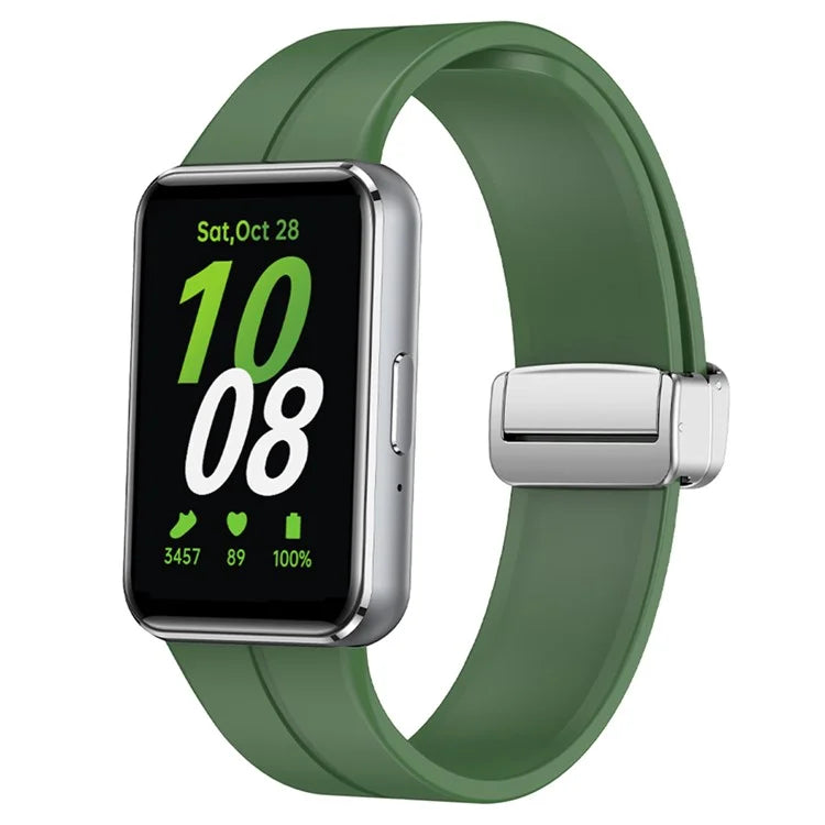 For Samsung Galaxy Fit3 Replacement Wrist Band Soft Silicone Watch Band with Magnetic Folding Buckle