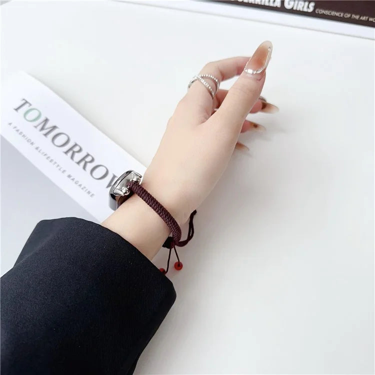 For Xiaomi Smart Band 8 Pro Watch Band Chinese Hemp Rope Watch Strap Sandalwood Bead Design