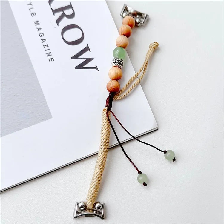 For Xiaomi Smart Band 8 Pro Watch Band Chinese Hemp Rope Watch Strap Sandalwood Bead Design