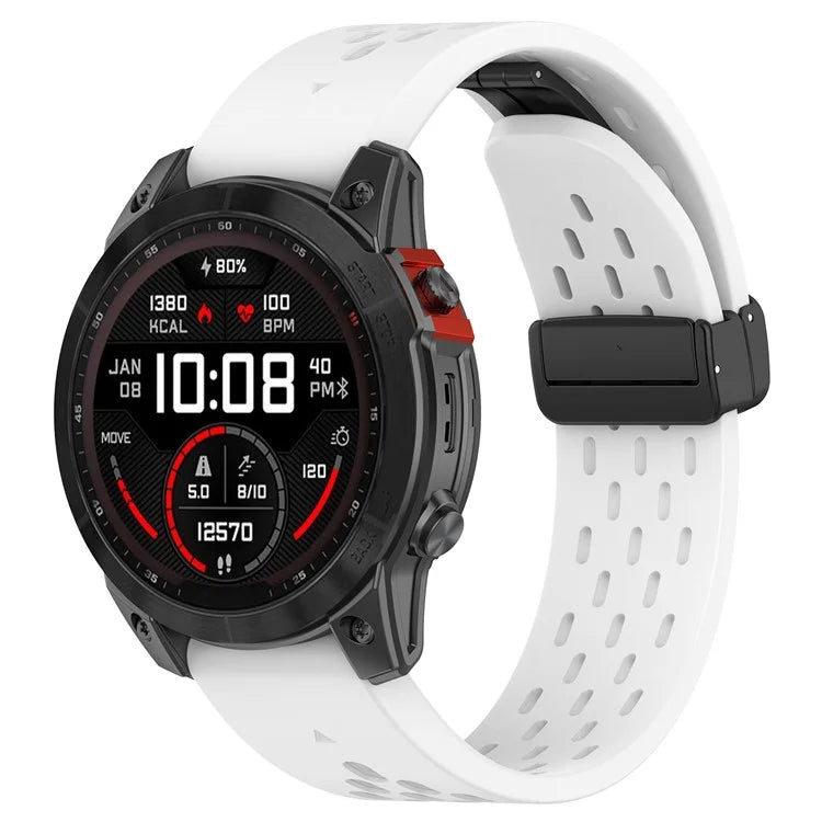 KALEBOL KLB-DDGJ-001 For Garmin Fenix 7S / 7S Pro QuickFit 20mm Silicone Band Magnetic Folding Buckle Watch Strap